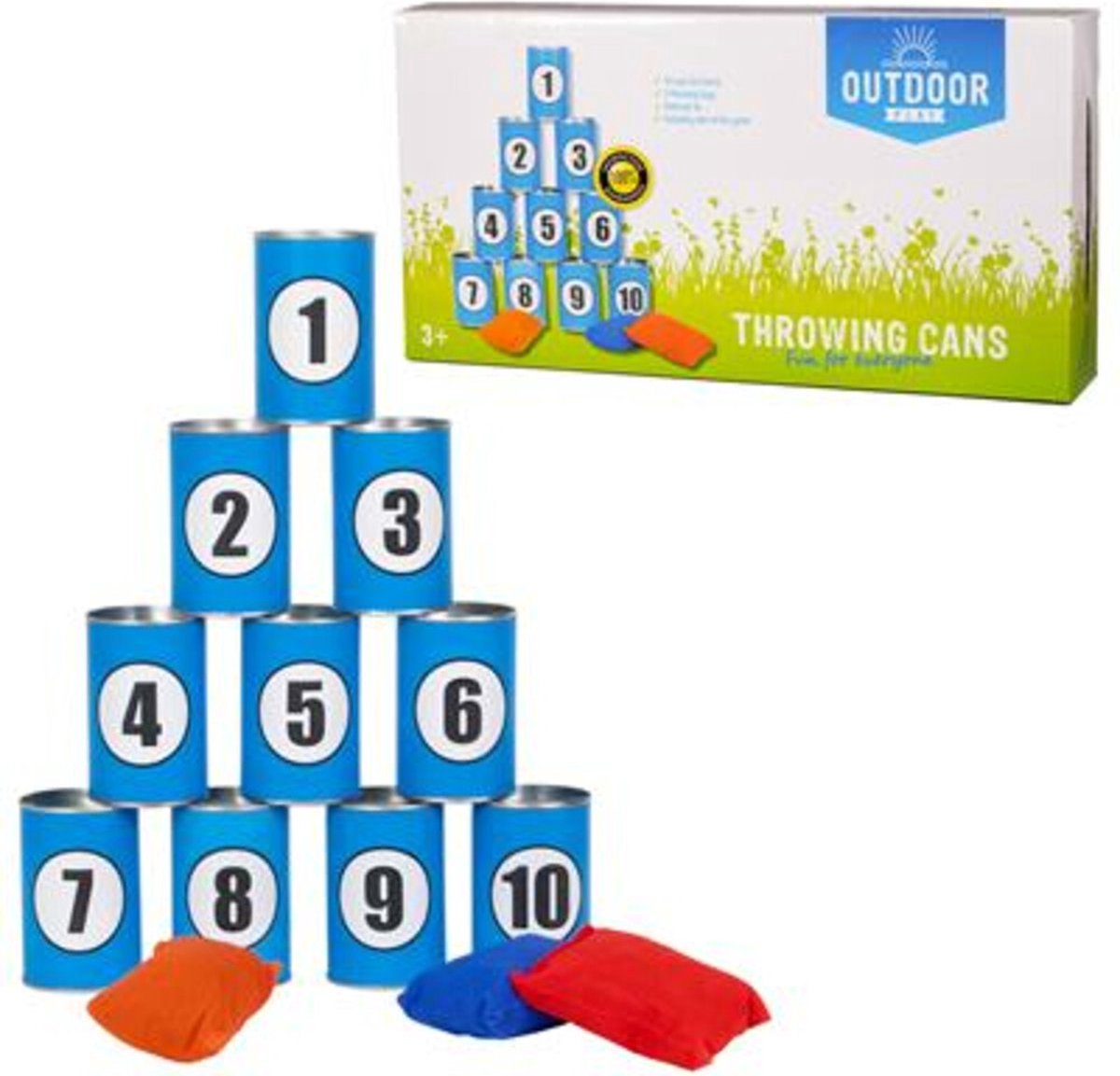 Outdoor Play Blikgooien - Speelgoed - 10 Blikken - 3 Werpzakjes - Blikjes van 65x10cm