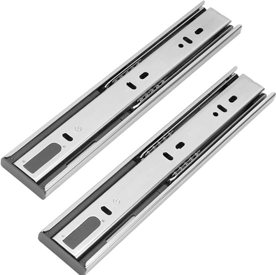 Glissières de tiroir à fermeture douce - 25 cm - Set de 2 - Glissières à billes - Entièrement extensibles - Glissières pour clavier - Pour Armoires, bacs d'entrepôt et applications industrielles