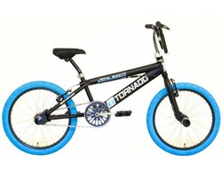 BMX Royal-Bugatti Tornado Freestyle 20 inch - Matzwart met blauwe banden