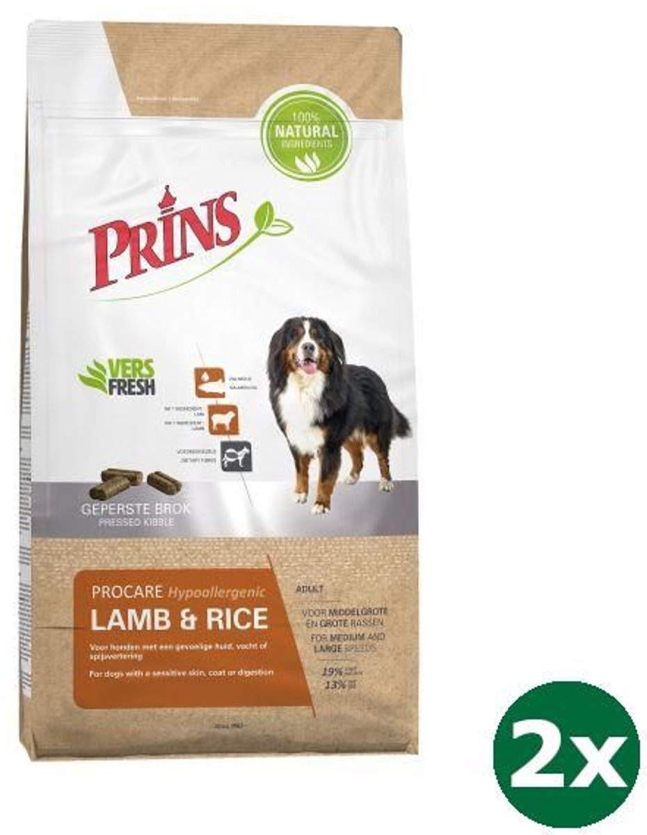 Prins 2x20 kg Prins procare lam / rijst hondenvoer