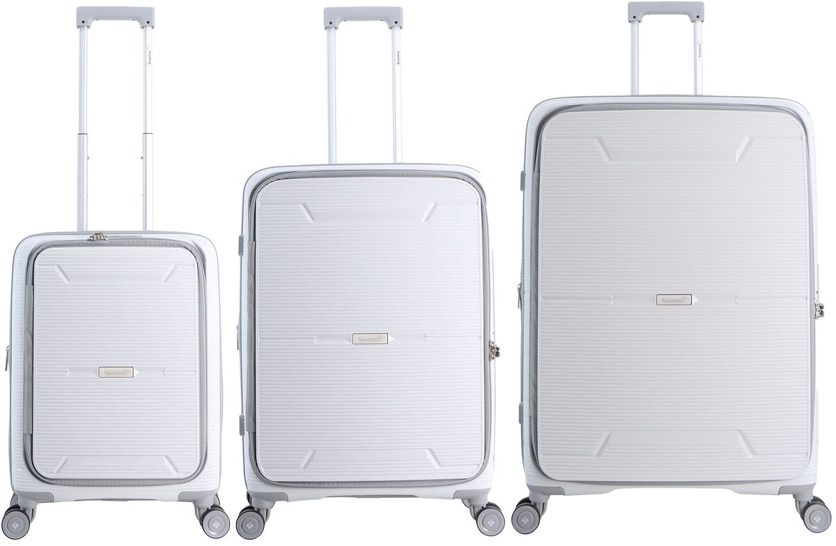 Saxoline Blue Boho Harde koffer set / Trolley set / Reiskoffer set - (S/M/L)- Wit - Wit / Set