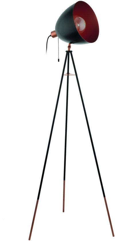 EGLO Chester Vloerlamp - E27 - 149,5 cm - Zwart/Koper