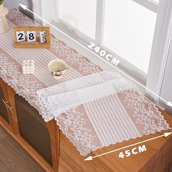 Table Runner - 45x240cm - Exquisite Lace Table Runner voor Bruiloft - Baby Shower - Verjaardagsfeest - Taart Tafel Decoraties — afbeelding 3