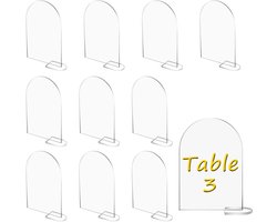 Pack of 10 Clear Acrylic Sign Sheets with Stand - Clear Arch Table Card - Table Number Holder - DIY Table Signs voor Weddings - Parties - Meetings - Office