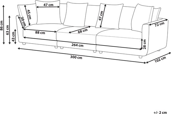 SIGTUNA - Canapé trois places - Gris clair - Polyester