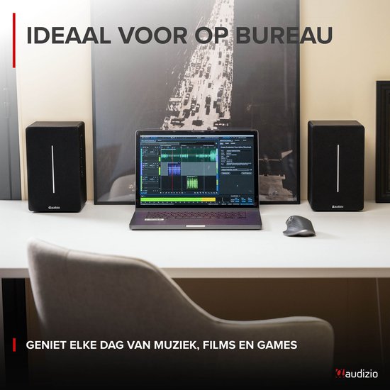 HiFi speakers - Audizio KS01B - Boekenplank speakers - Bluetooth - 120W - Zwart van Audizio — afbeelding 4