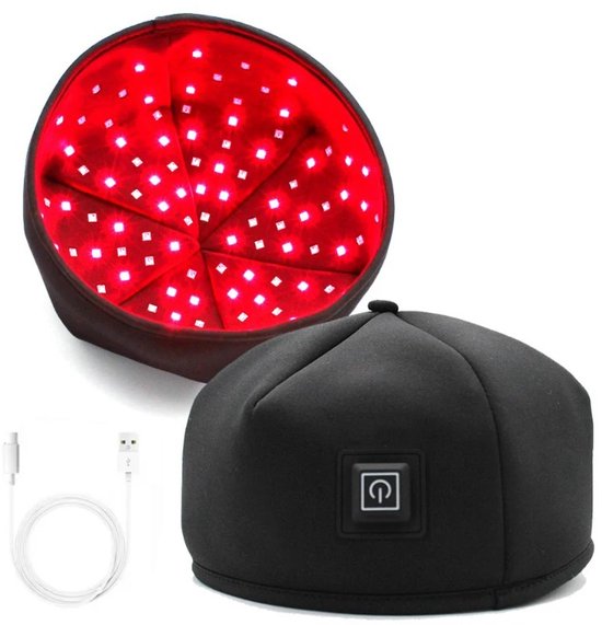 Infraroodlamp - Red Light Therapy - Muts - Cap - Helm - Stimuleert Haargroei - Tegen Haaruitval - Zwart
