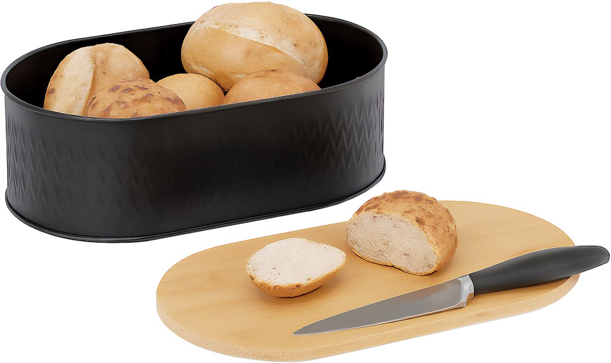 Broodtrommel aanrecht - 12 x 33,5 x 18 cm - met snijplank