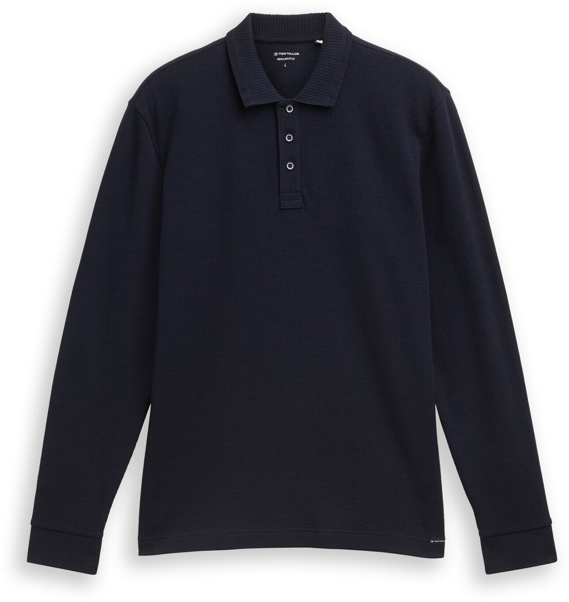 Tom Tailor Polo met lange mouwen en wafelstructuur