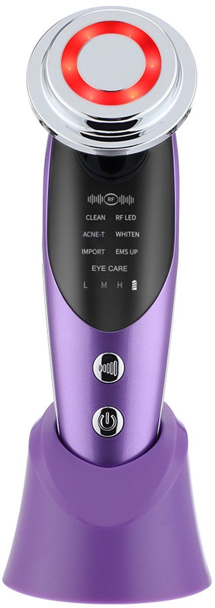 EYUSALL Gezichtsverzorgingsapparaat - Gezichtsmassager met RF- en EMS-technologie - Voor Gezichtslifting,Huiddichtheid,Paars