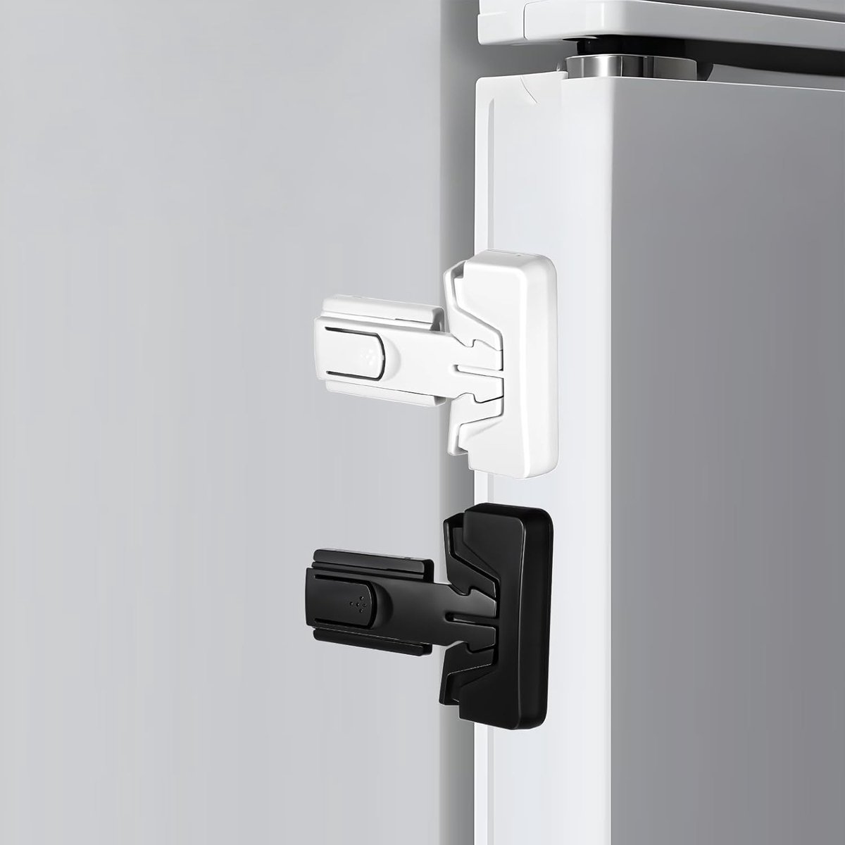 Image of 4-delig kinderslot voor koelkast, koelkastslot, babyveilig koelkastslot, koelkast/vriezer/vriezerdeurslot, kinderslot, geen gereedschap nodig, eenvoudig te installeren. Zwart + Wit