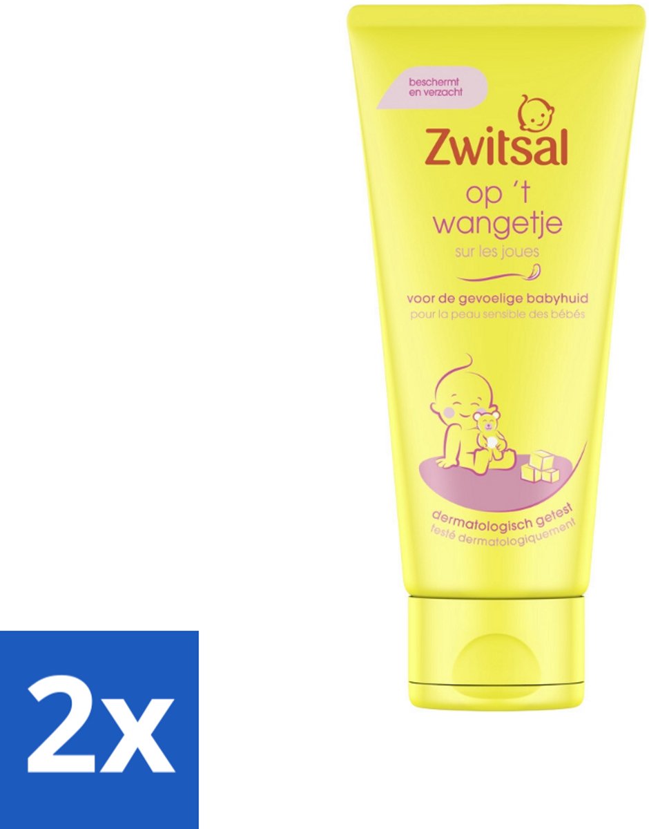 Image of 2 x Zwitsal - Op 't Wangetje - Gezichtscrème voor Baby’s - Gevoelige Babyhuid - 100 ml - Babyhuid - Gezichtscrème - Babyverzorging - Gevoelige Huid - Bescherming