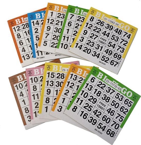 Longfield Games Bingokaarten - 250 Stuks in gemengde kleuren
