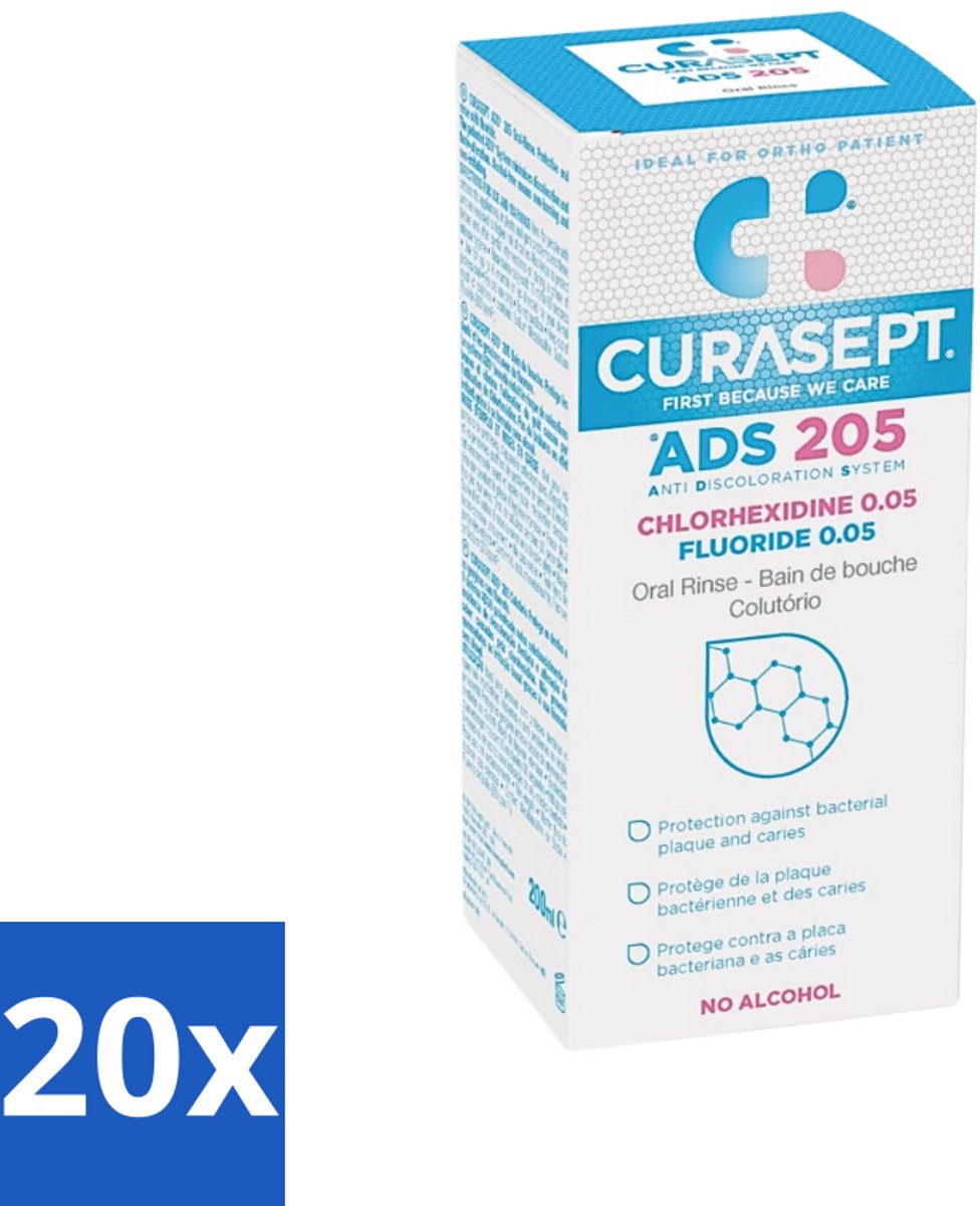 20 x Curasept Mondspoeling 0,05% CHX 200 ml - Mondspoeling - Mondhygiëne - Tandenverzorging - Chloorhexidine - Natriumfluoride