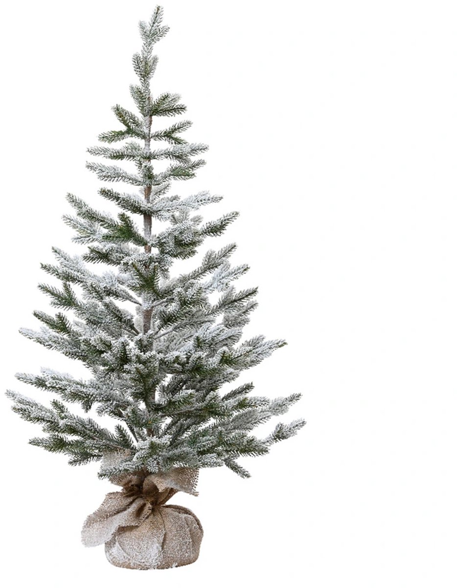 Mini Kerstboom Snowy in Jute Zak - 100 cm