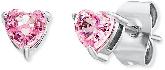 Boucles d'oreilles à tige Kinder Engelsrufer en acier inoxydable, cœur en pierre de zircone