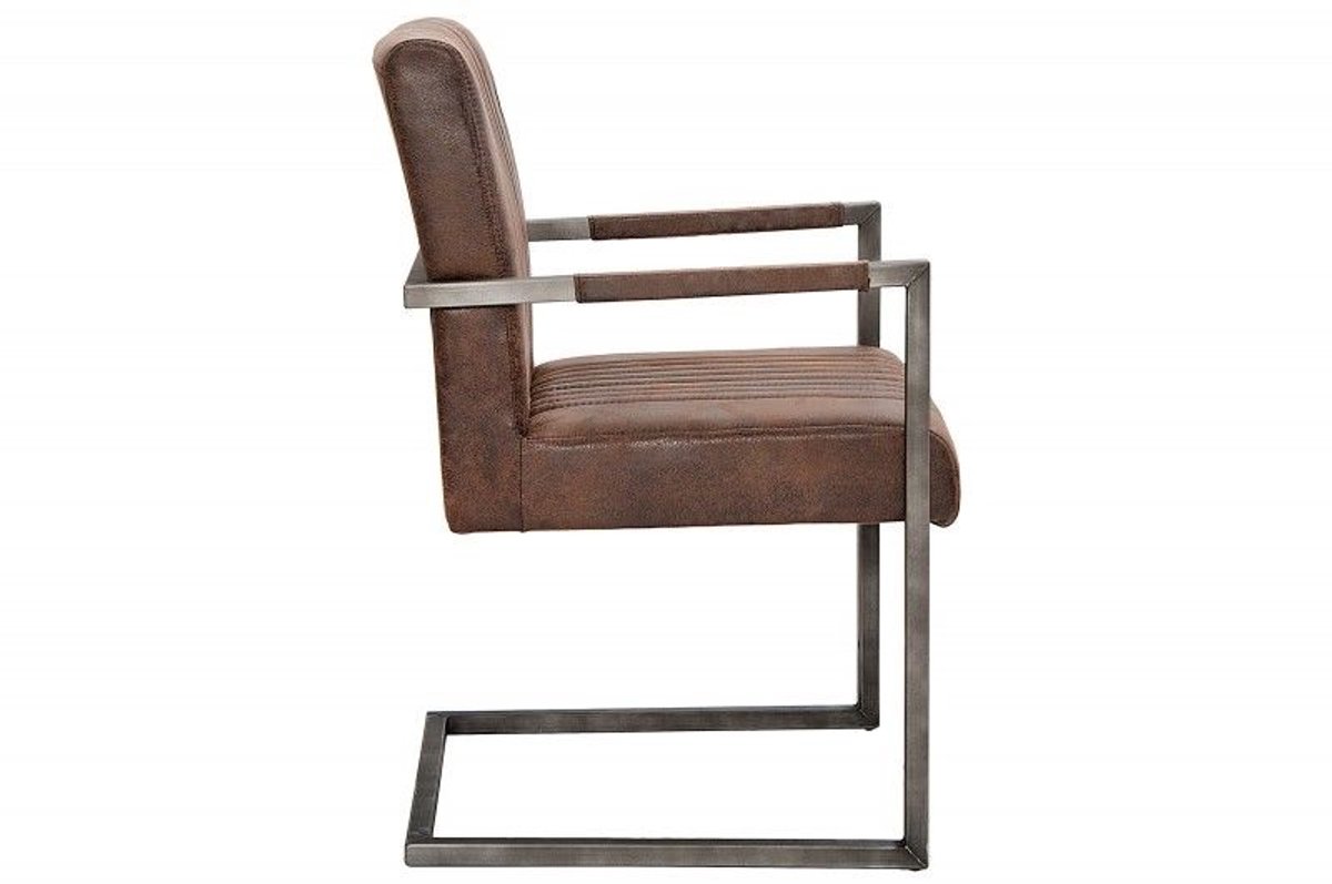Invicta Interior Moderne sledefauteuil BIG ASTON vintage bruin geborsteld ijzeren frame - 39805 Zie omschrijving