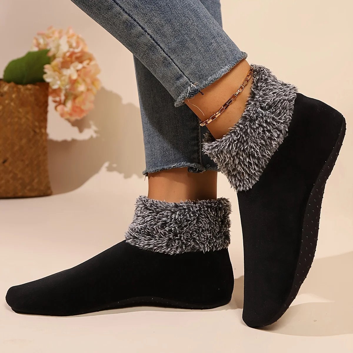 1 Paar Warme Antislip Huissokken Dames Volwassenen (Maat 35–39) – Dikke Pluche Sokken, Vloersokken, Warme Wintersokken, Tapijtsokken & Thuis Sokken
