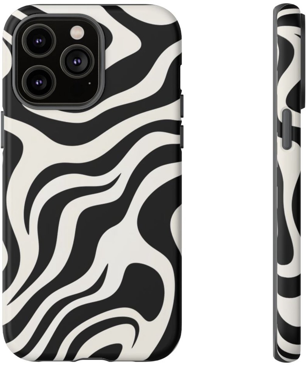 Zwart-Wit Abstract Zebra-Patroon – Telefoonhoesje Geschikt voor iPhone 14 Pro Max