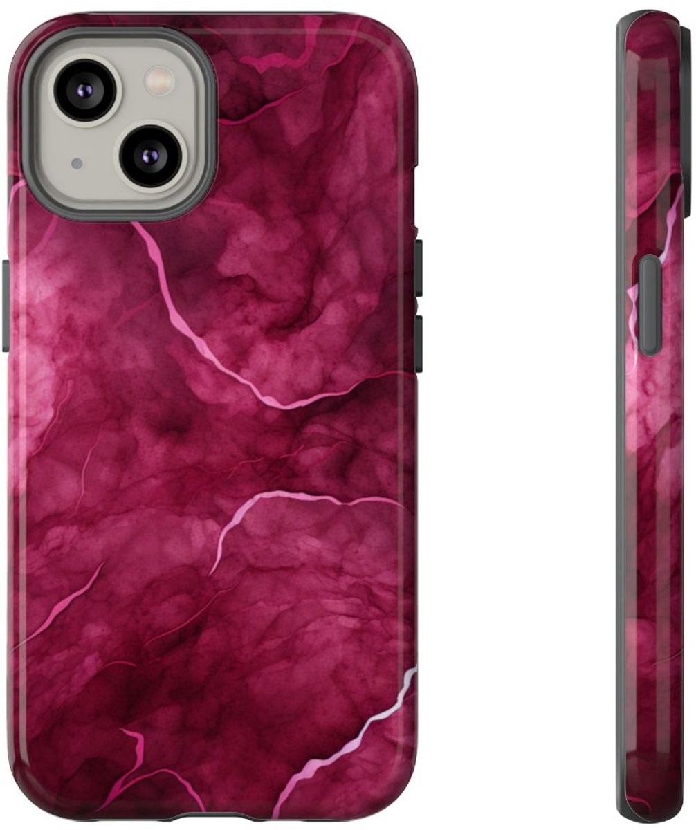 Abstracte Bourgondische Marmerstructuur – Telefoonhoesje Geschikt voor iPhone 14