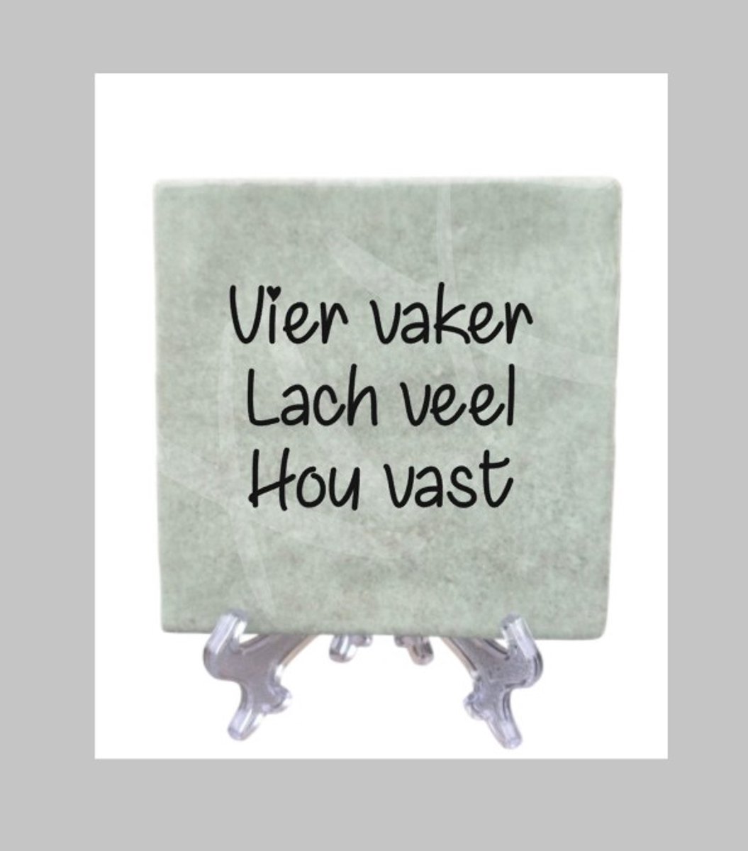 Spreek tegel, Tegeltje met tekst Vier vaker, Lach Veel, Hou Vast, Tekst tegeltje, Tegeltje, Bedrukt tegeltje, Cadeau, XLX®