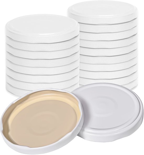 Oputec 20x twist-off draaideksel TO 82 (82 mm) – wit inmaakdeksel – reserve voor jampotten & weckpotten