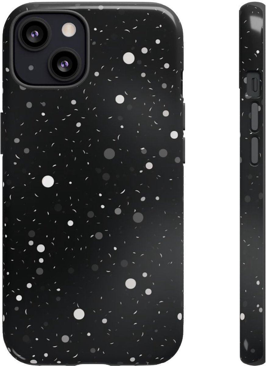 Monochrome Ruimtetextuur met Stippen en Krullen – Telefoonhoesje Geschikt voor iPhone 13
