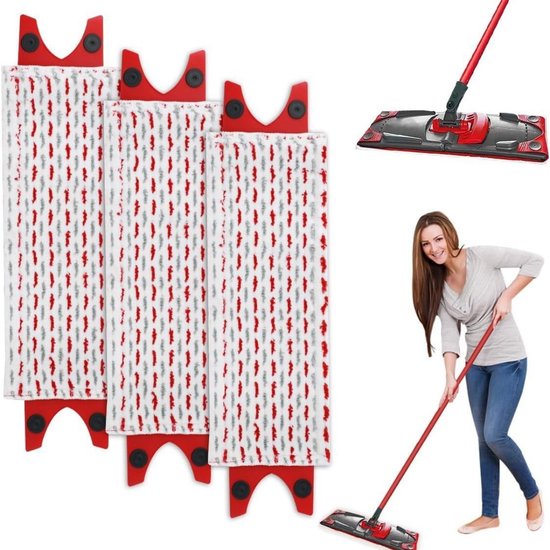 Ensemble de balais de rechange Tovbmup - Ensemble 3 pièces - Ensemble microfibre - Balai de rechange 2 en 1 - Convient aux ensembles de balais Vileda Ultramat/UltraMaT - Balai de rechange - Convient à tous les sols détachants