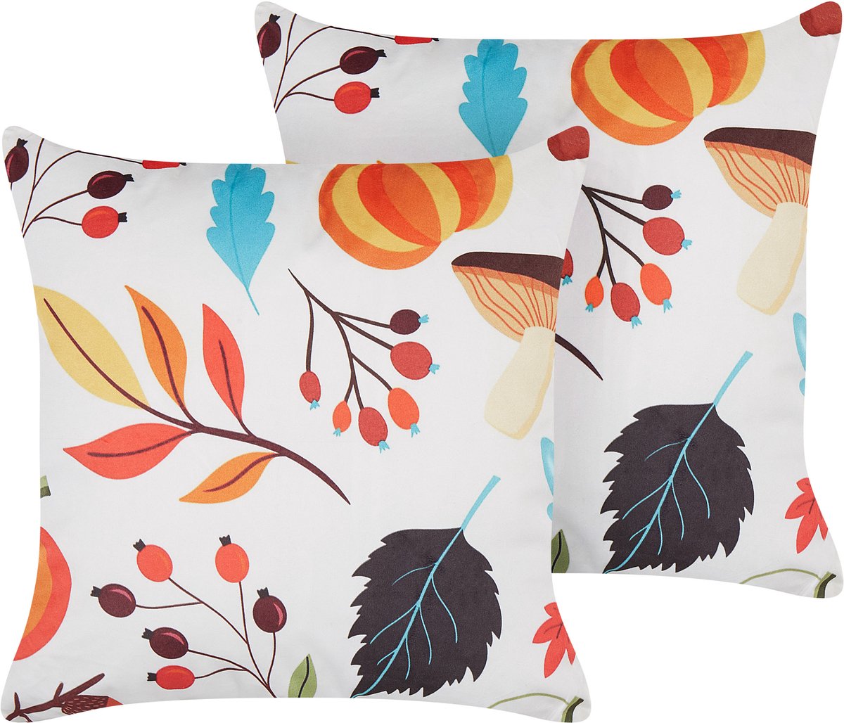 Beliani VISCARIA - Sierkussen set van 2 - Multicolor - 45 x 45 cm - Fluweel Meerkleurig
