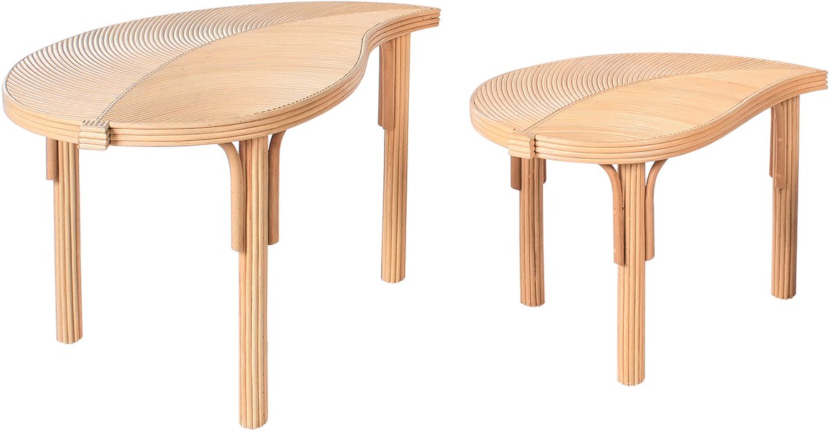 Beliani PARALIA - Salontafel set van 2 - Natuurlijk - Rotan
