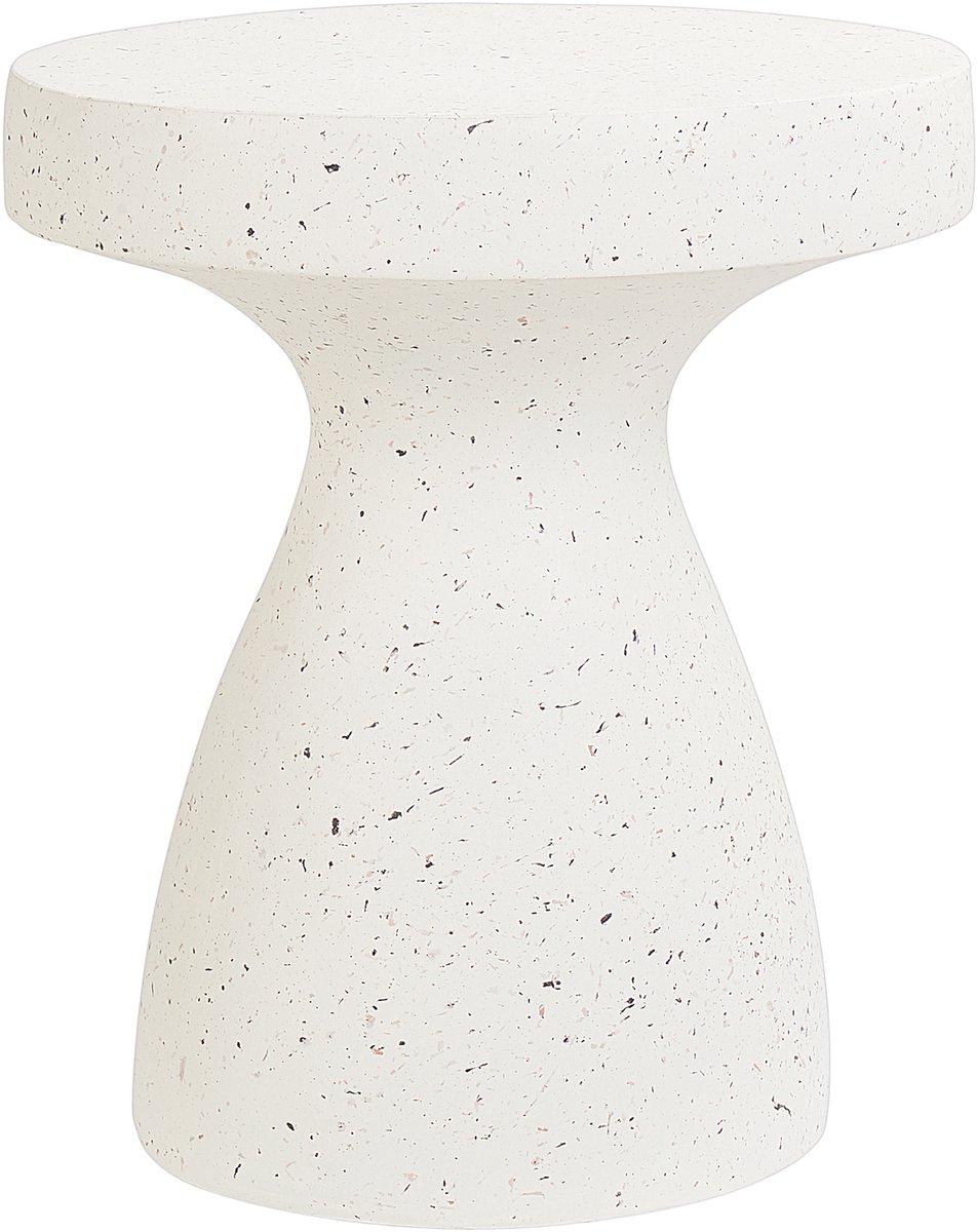 Beliani BIVIERE - Bijzettafel - Terrazzo - Lichtbeton Wit