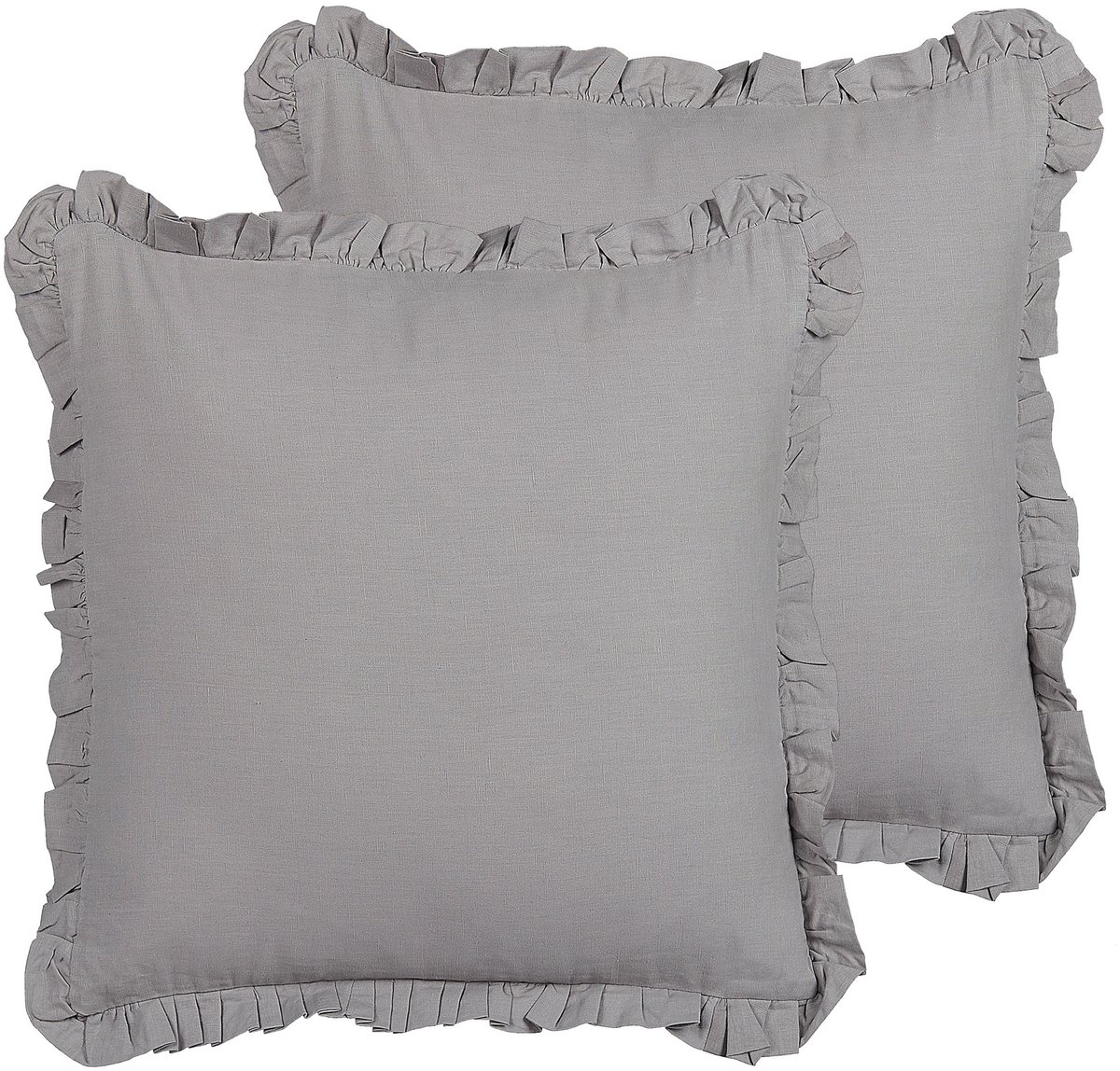 Beliani GLABRA - Sierkussen set van 2 - Grijs - 45 x 45 cm - Linnen