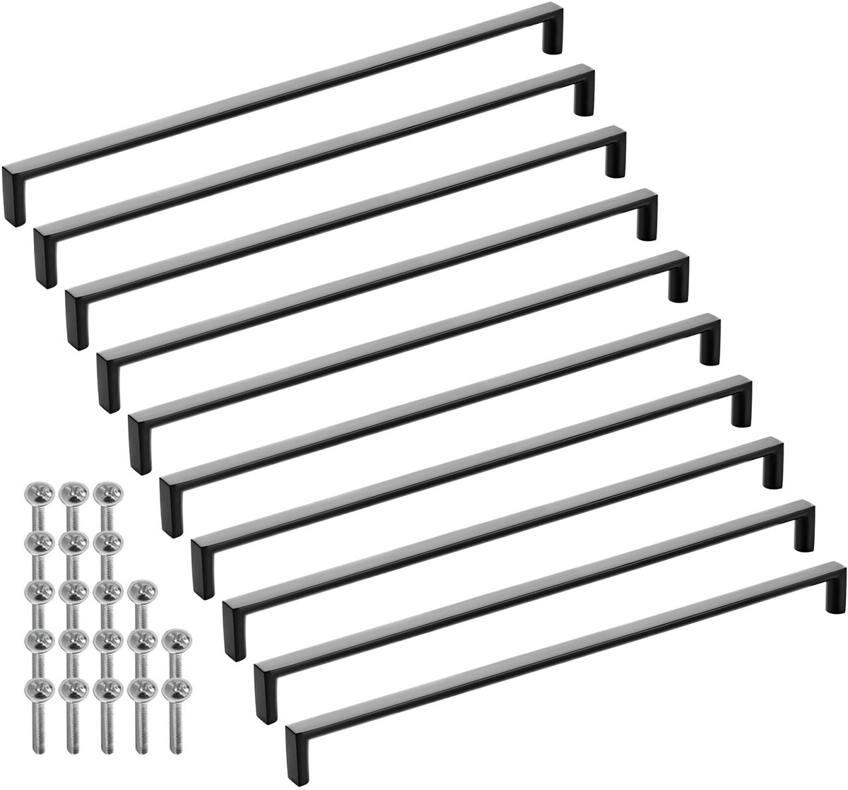 SOTECH 10 stuks meubelgrepen BLACKLINE XI BA 320 mm mat zwart (lengte 327 mm, breedte 12 mm, hoogte 27 mm) aluminium beugelgrepen