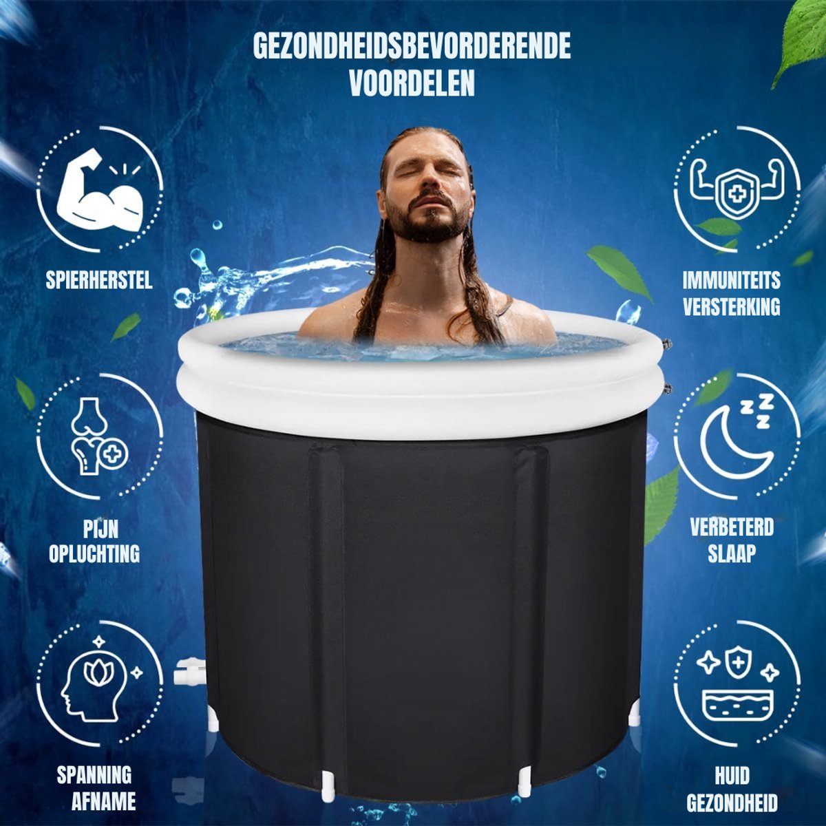 SCH® Opblaasbare Jacuzzi Zwart 90cm x 25cm x 85cm - afbeelding 3