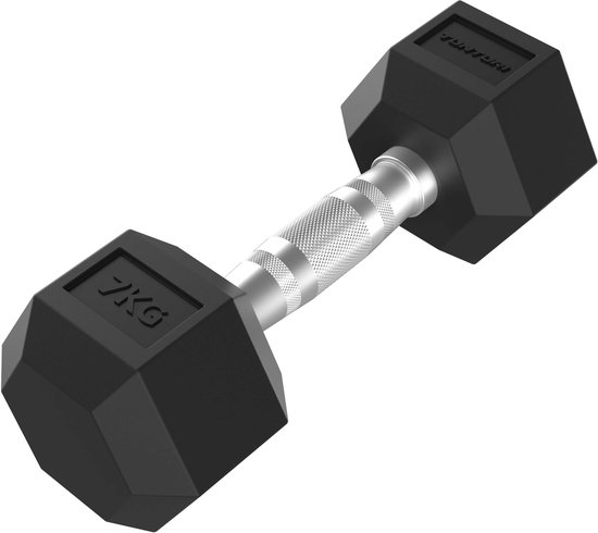 Tunturi Platinum Hexa Dumbbell - Rubber - 1x 7kg - Zwart