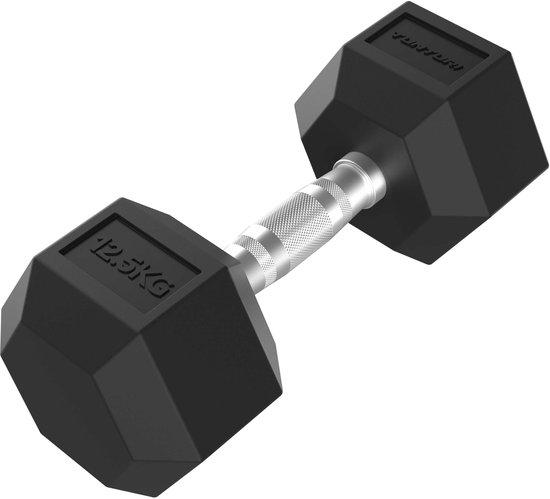 Tunturi Platinum Hexa Dumbbell - Rubber - 1x 12.5kg - Zwart