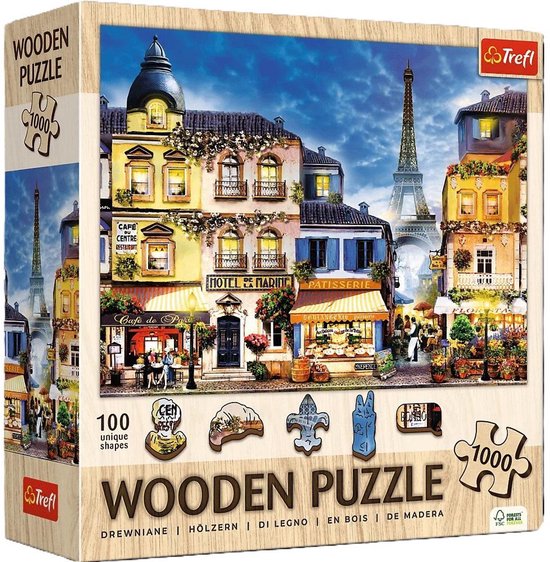 Trefl - Franse steegpuzzels - 1000 elementen, houtambacht, onregelmatige vormen, 100 Franse symbolische figuren, moderne premium puzzel doe-het-zelf voor volwassenen en kinderen vanaf 12 jaar oud