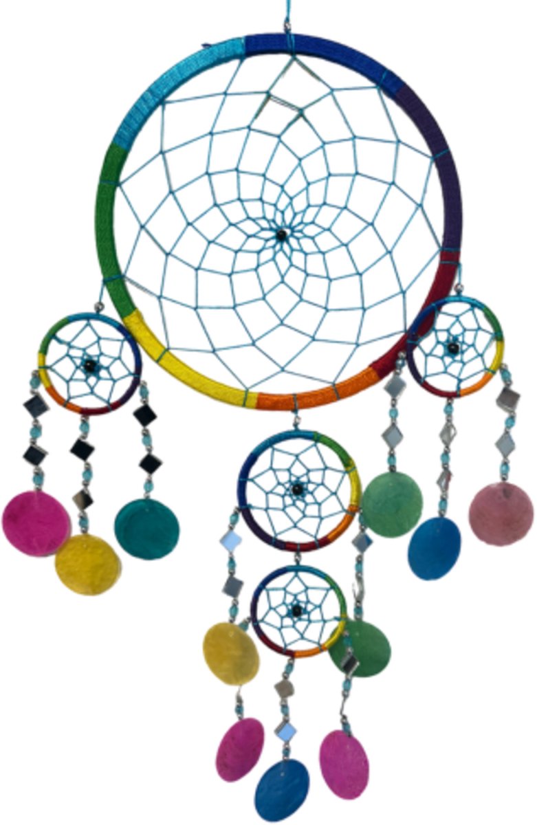 Ruben Robijn Dromenvanger spiegel-schelp 22 cm - Rainbow - Dreamcatcher Bonte kleuren