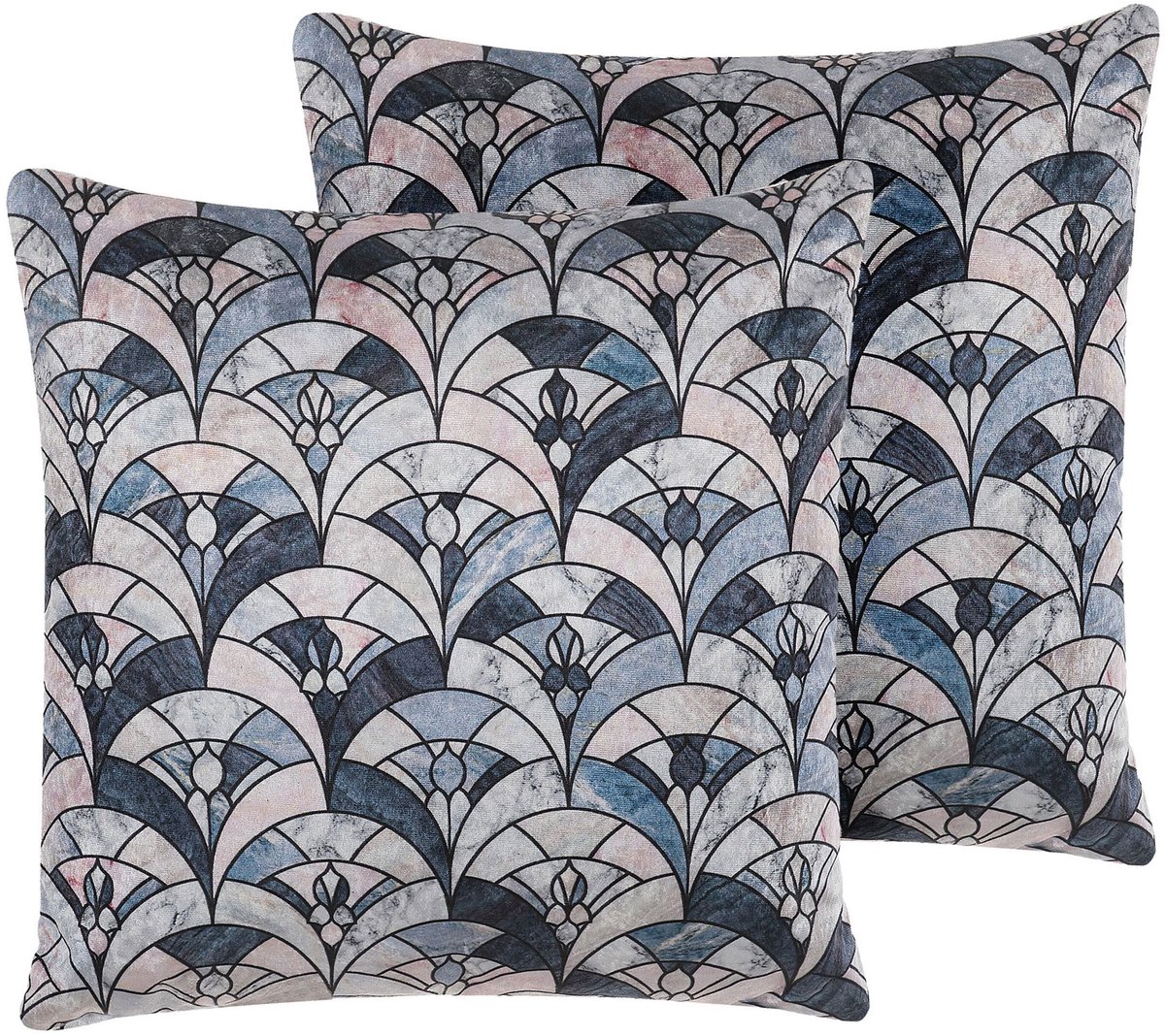 Beliani KOODAL - Sierkussen set van 2 - Donkerblauw - 45 x 45 cm - Polyester Meerkleurig