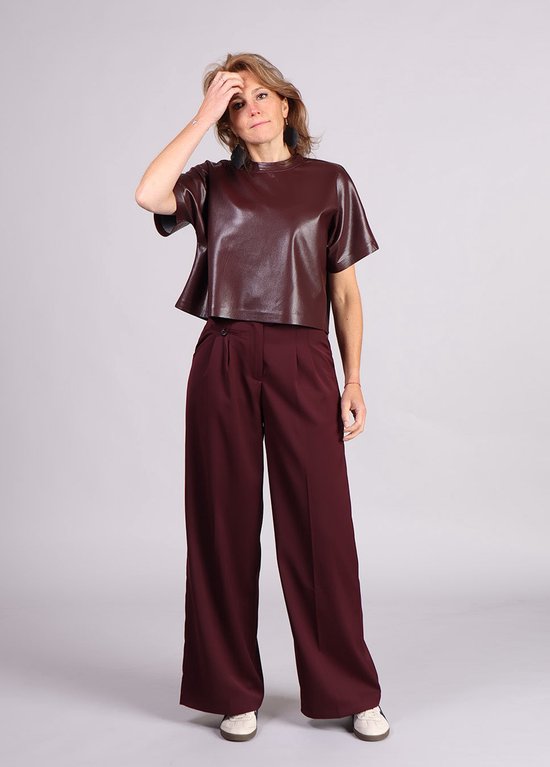 Pantalon large FRNCH Hibiscus bordeaux rouge
