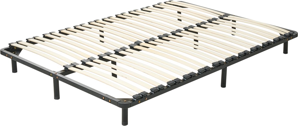 BELIANI BASIC - Vrijstaande lattenbodem - Zwart - 160 x 200 cm - Staal