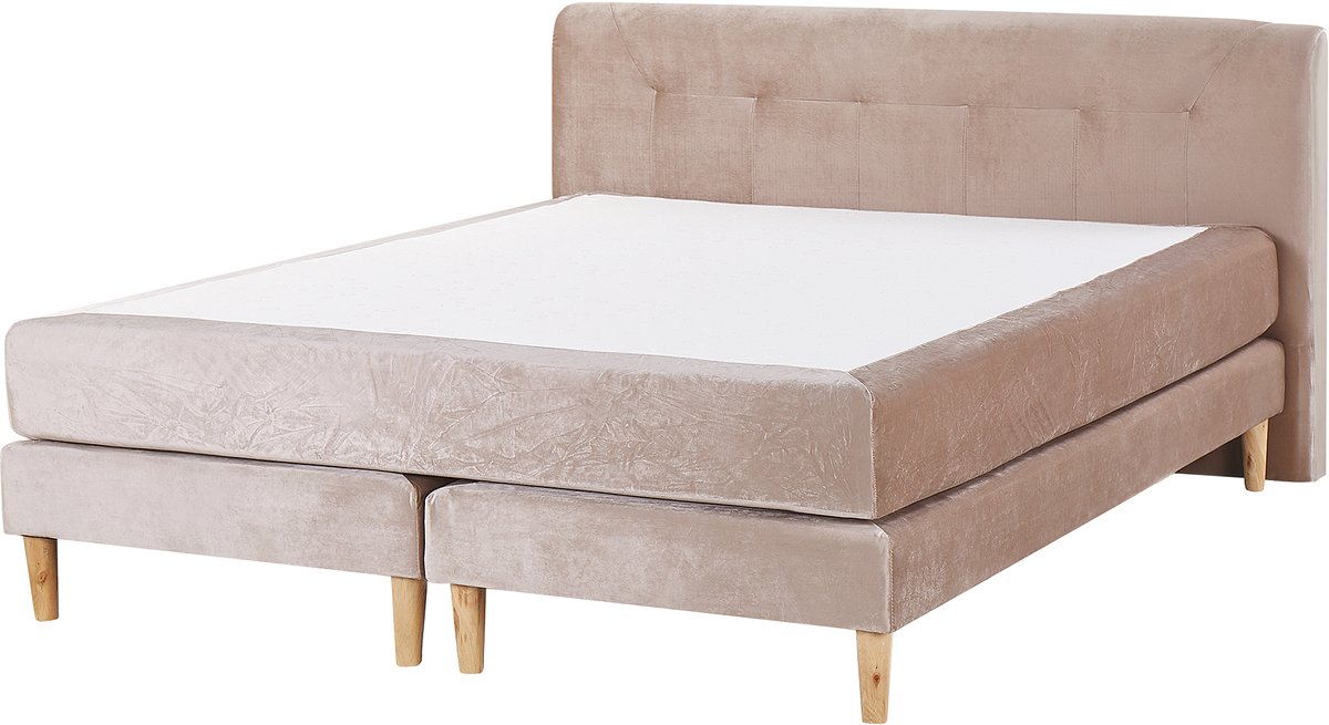 BELIANI MARQUISE - Tweepersoons boxspring - Beige - 160 x 200 cm - Fluweel