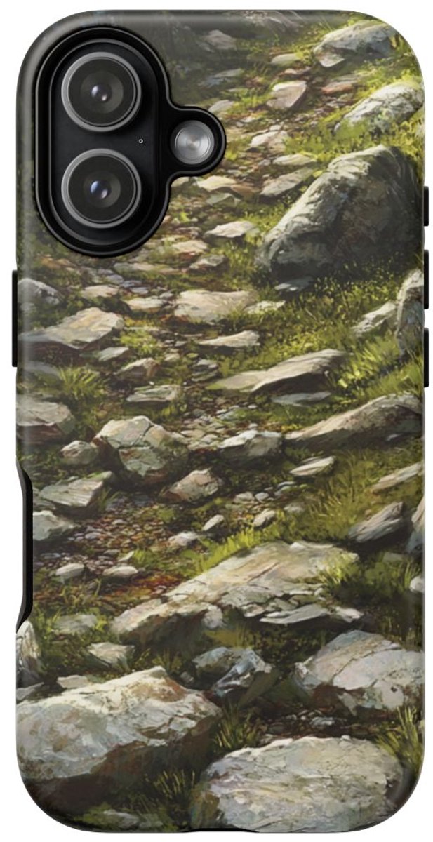 Rotsachtig Natuurpad met Groen – Telefoonhoesje Geschikt voor iPhone 17