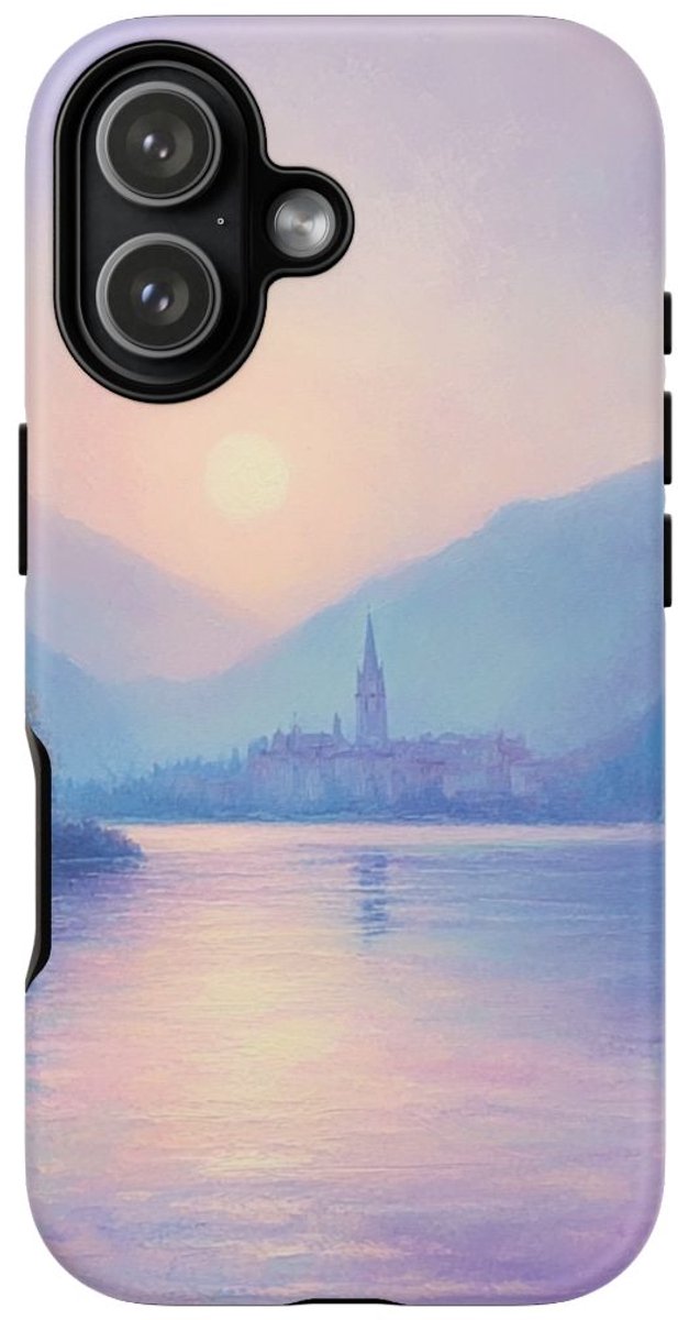 Zonsondergang boven Mistig Bergmeer – Telefoonhoesje Geschikt voor iPhone 17