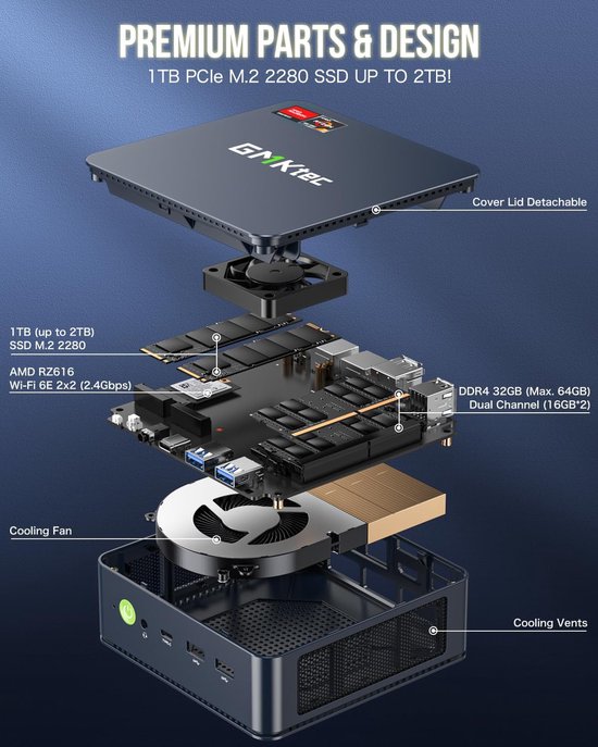 GMKtec M5 Nucbox Plus Mini PC - AMD Ryzen 7 5825U - 32GB RAM - 1TB