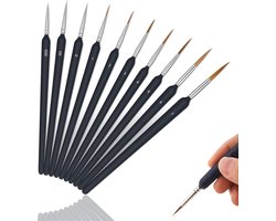 Detail Penseelset - 10 stuks miniatuur borstel - professionele miniatuur borstel voor kunst schilderen - fijne detaillering - acryl & nagel modellen - aquarel - olie - Warhammer figuren