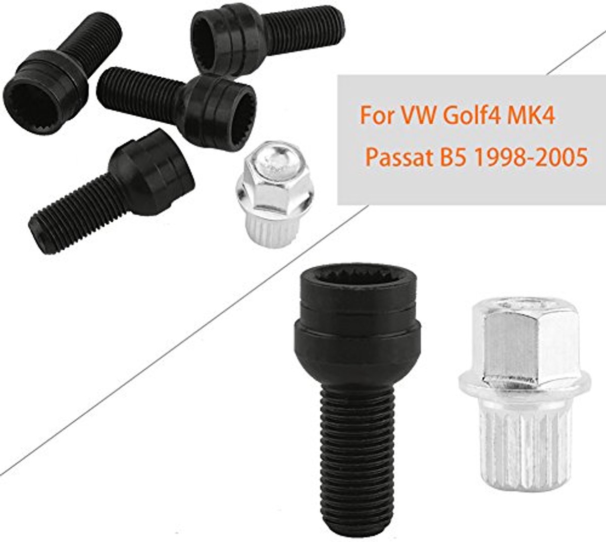 4 + 1 Wheel Bolt and Counternut with Key for 4 MK4 B5 1998-2005 8D0601139F, popular