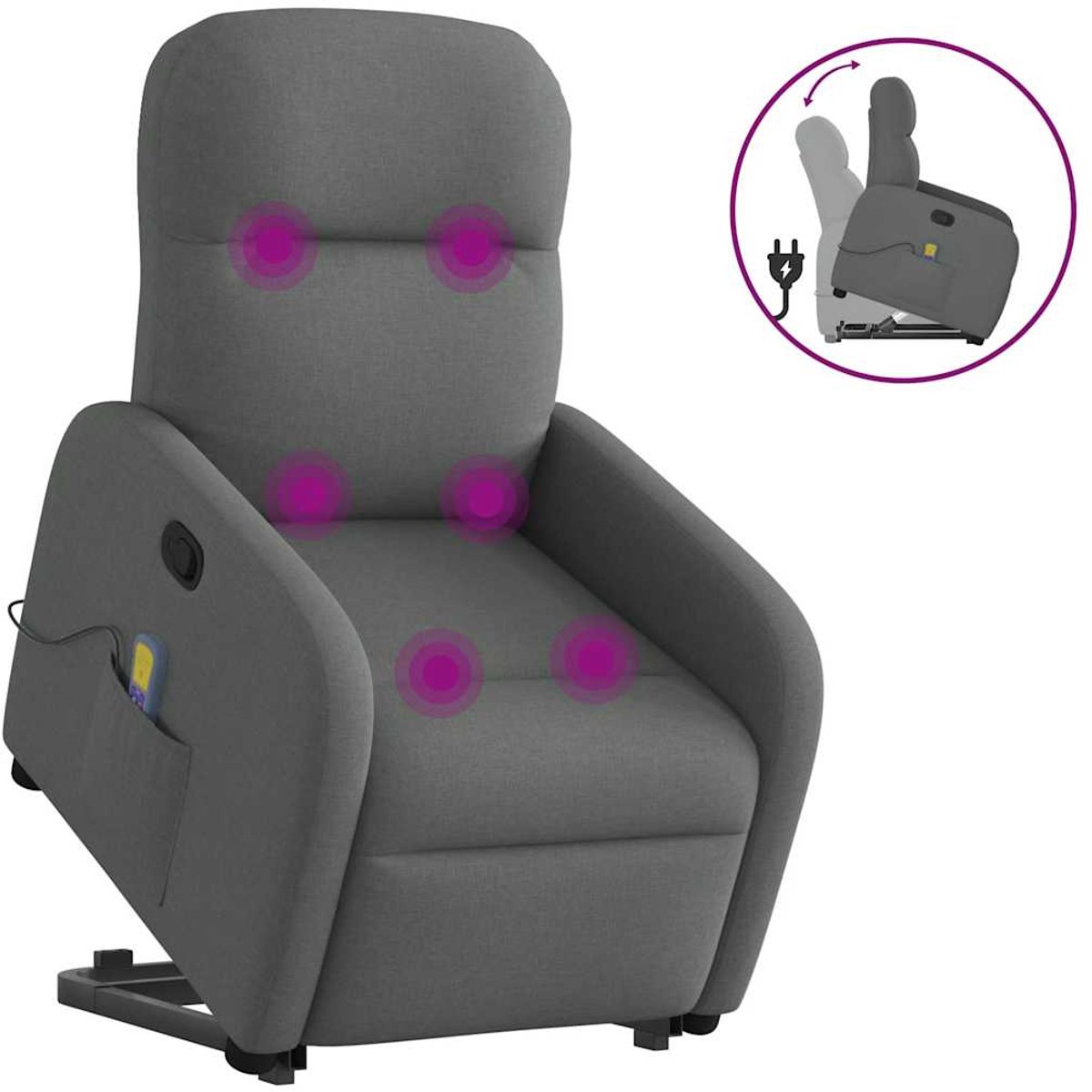 vidaXL Sta-op-massagestoel - verstelbaar - stof - donkergrijs