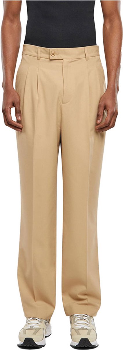 Urban Classics Double Pleated Broek rechte pijpen Taille 38 inch Beige