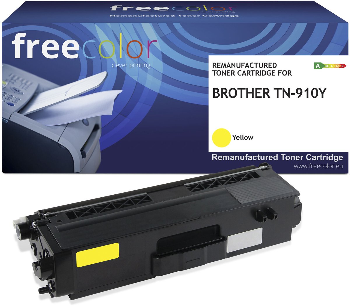 Freecolor - Vervangt Brother TN-910Y Toner - Geel - 9.000 pagina's - Compatible